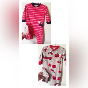 Carter's Red and Gray Fire Truck Footies